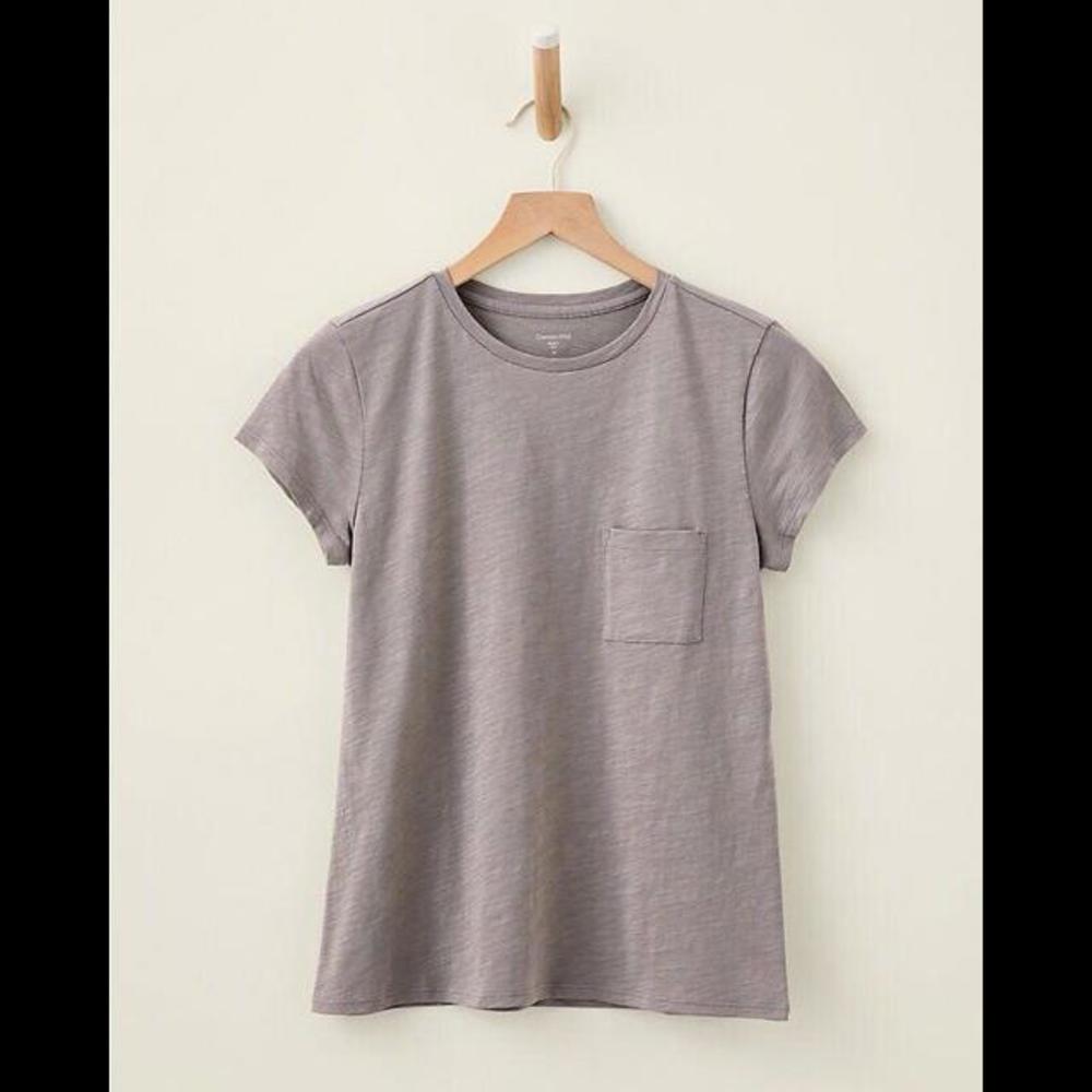 Garnet Hill Womens Sage Green Weekender Crew Neck Short Sleeve Tee Shirt Cotton